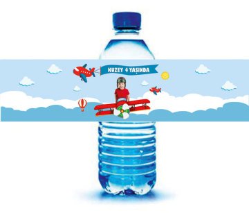 Pilot Temalı Kişiye Özel Su Şişesi Sargısı 6 Adet