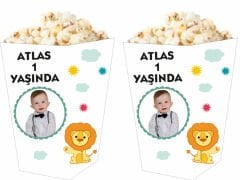 Aslan Temalı Kişiye Özel Popcorn Kutusu 6 Adet