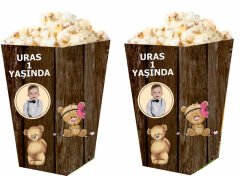 Ayıcık 2 Temalı Kişiye Özel Popcorn Kutusu 6 Adet