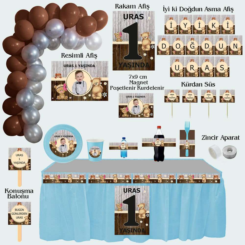 Ayıcık Temalı Doğum Günü Seti 10 Kişilik