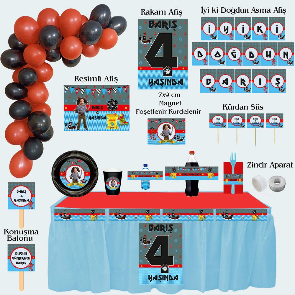 Korsan Temalı Doğum Günü Seti 10 Kişilik