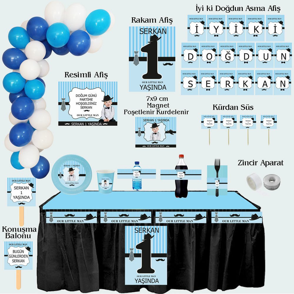 Küçük Adam Temalı Doğum Günü Seti 10 Kişilik