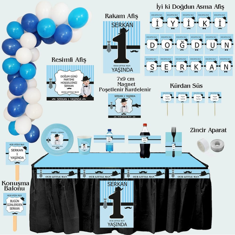 Küçük Adam Temalı Doğum Günü Seti 10 Kişilik