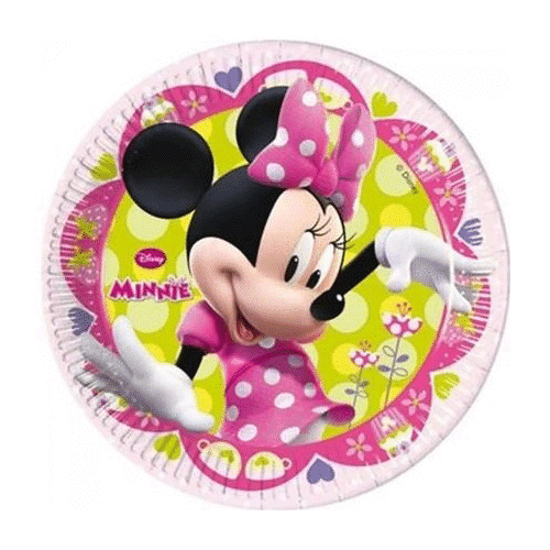 Pembe Minnie Mouse Temalı Tabak 8 Adet