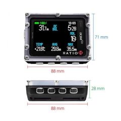RATIO Dalış Bilgisayarı IX3M Tech+ GPS Edition, Siyah
