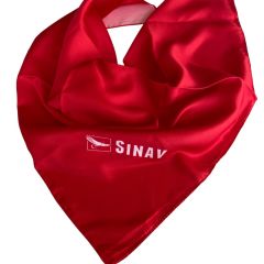 SINAV BASKILI KIRMIZI SATEN FULAR
