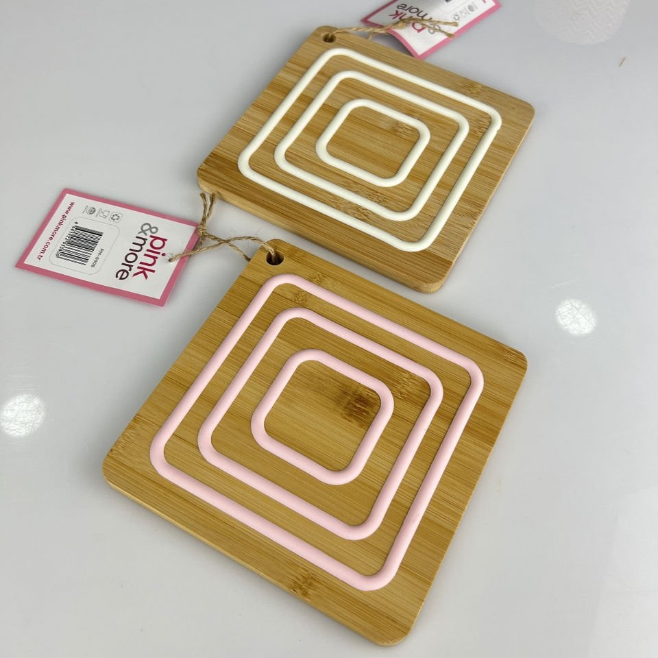 Luxury Bamboo Trivet Square Silicone Surface