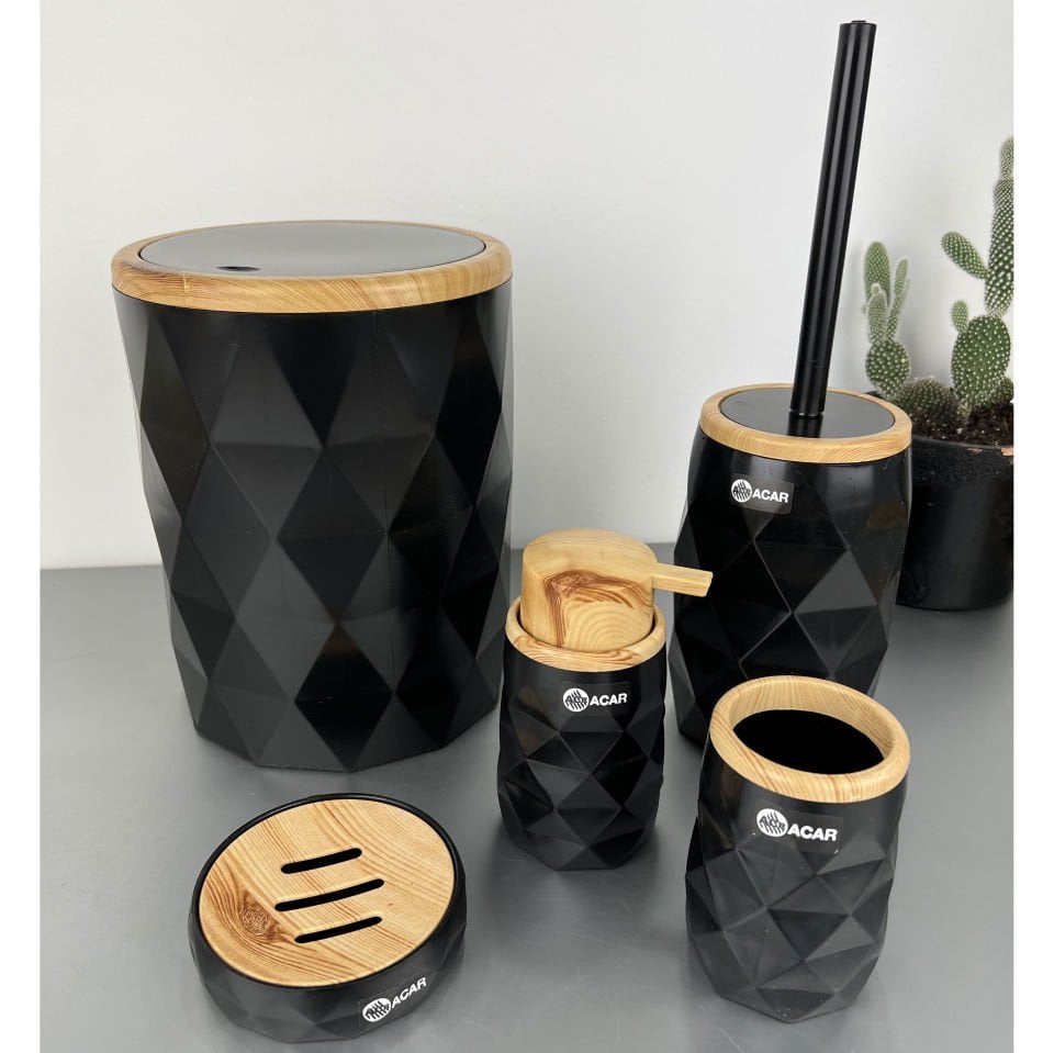 Bambu Akrilik Banyo Seti 5 Parça Siyah