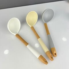Lux Pastel Silicone Bamboo Handle Scoop