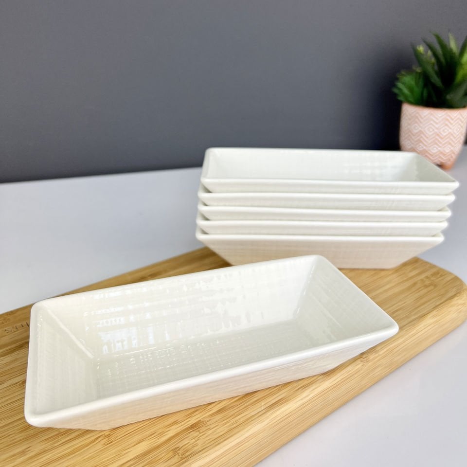 Luxury Porcelain Aria Collection Rectangular Bowl Sold as 16 x 8 Pieces