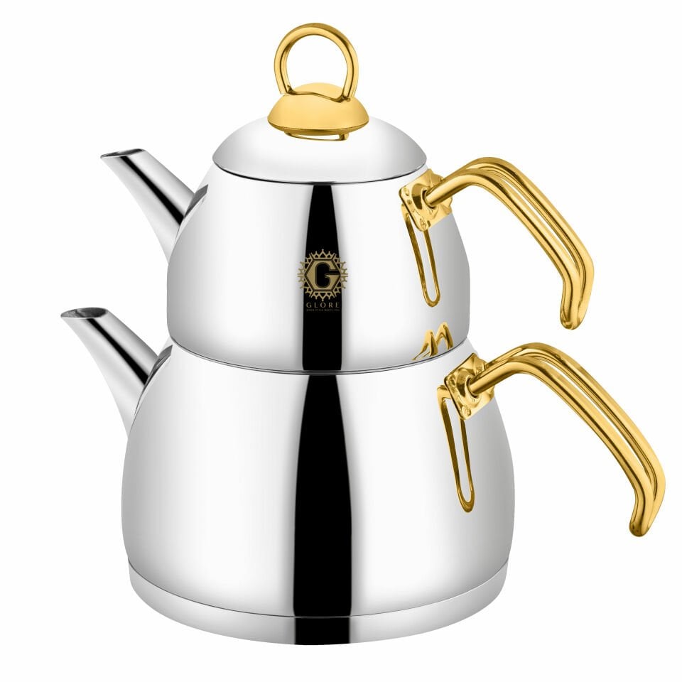Glore Benevento Large Steel Teapot - Gold 3.1 Liters