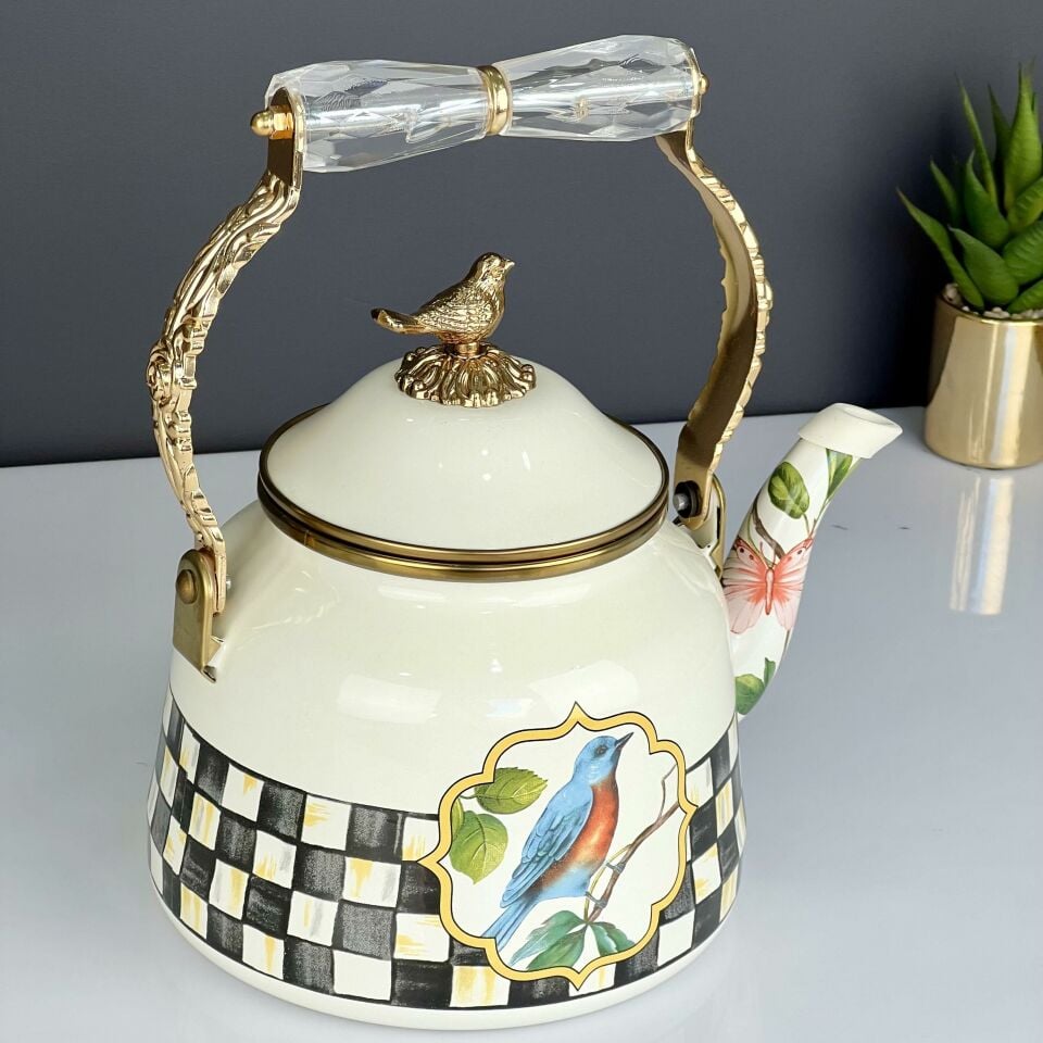 Vintage Enamel Luxury Retro Teapot