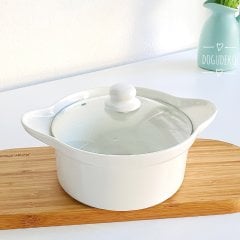 Heat Resistant Pot with Porcelain Glass Lid