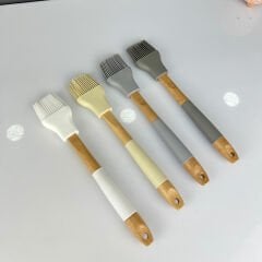 Lüx Silikon Pastel Bambu Saplı Fırça