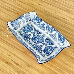 Porcelain 25 Cm Rectangular Deep Bowl Bianco Blue (Sold in Pieces)