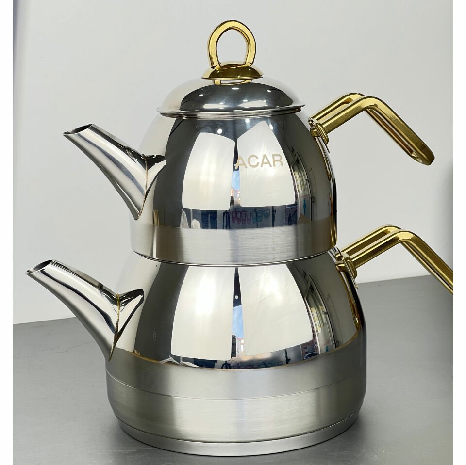 Alexi Medium Size Teapot Set with Gold Handle