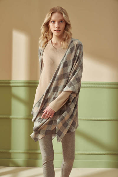 Kadın Ekose Desen Panço Pijama Takımı