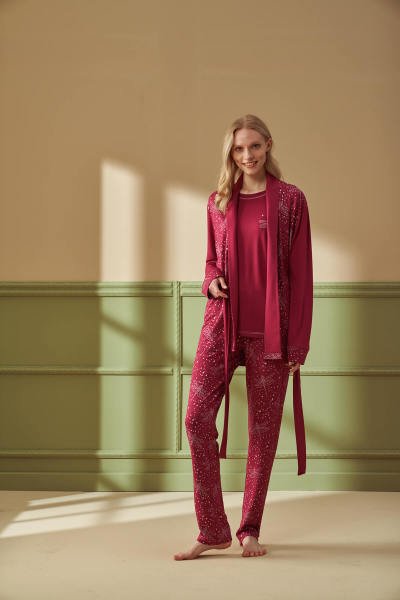Kadın Desenli 3'lü Pijama Takımı