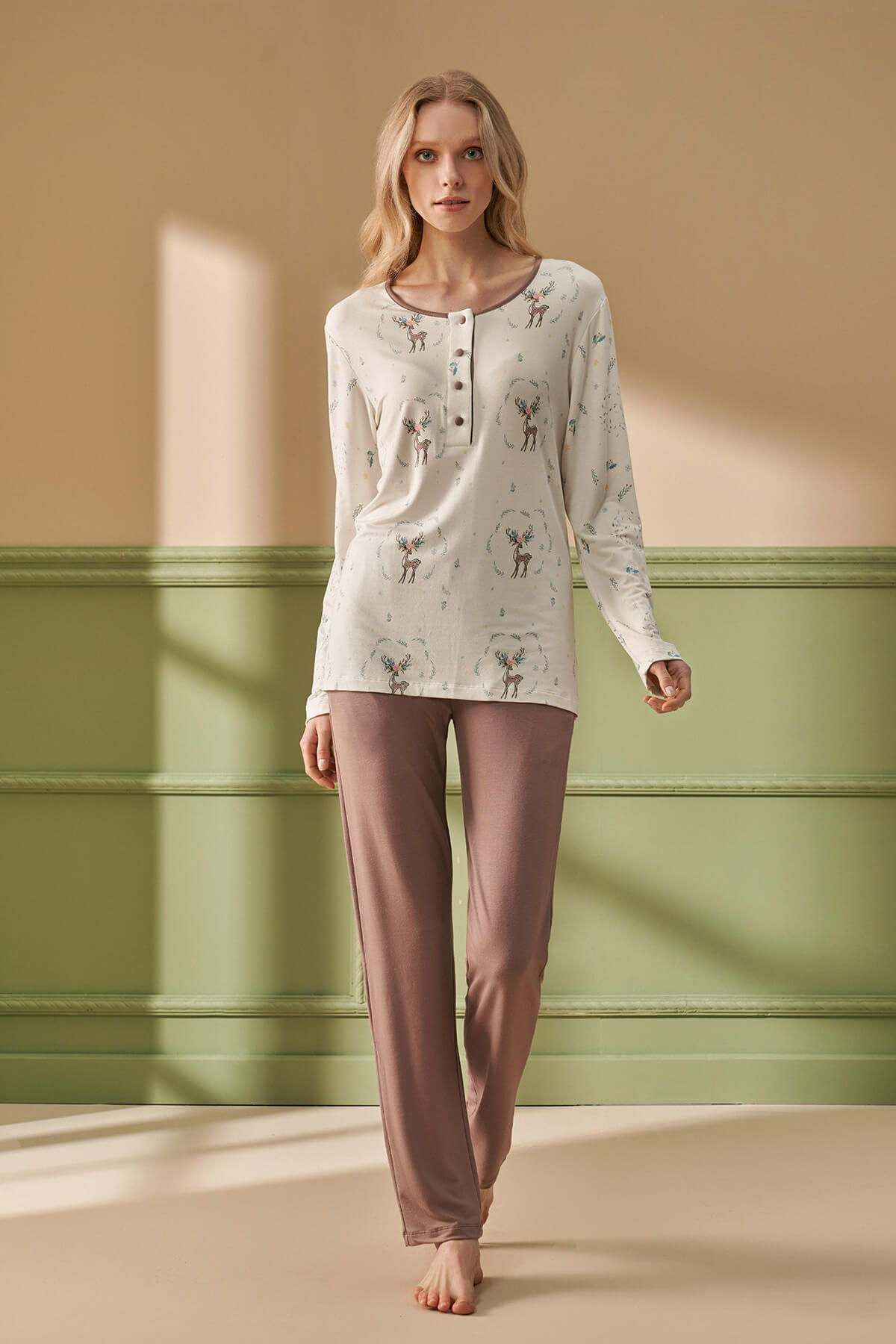 Kadın Desenli Pijama Takımı