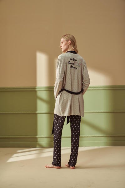 Kadın 3'lü Desenli Pijama Takımı