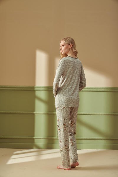 Kadın Büyük Beden Desenli Pijama Takımı