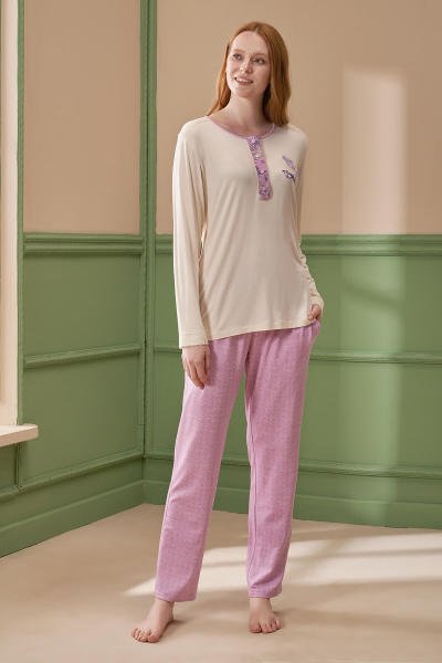 Kadın 3'lü Desenli Pijama Takımı