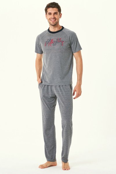 Erkek İnout Nakışlı Pijama Takım