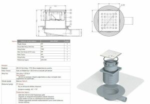 Yükseklik Ayarlı Paslanmaz Yer Sifonu / Süzgeci 15*15 Q100