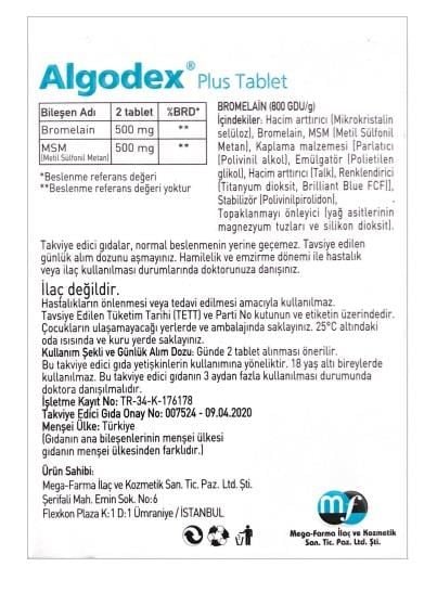 Algodex Plus Bromelain - MSM10 Tablet