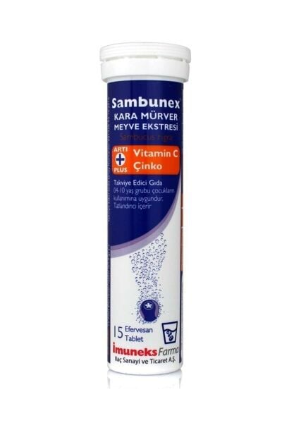 İmuneks Sambunex Kara Mürver Vitamin C + Çinko 15 Efervesan Tablet