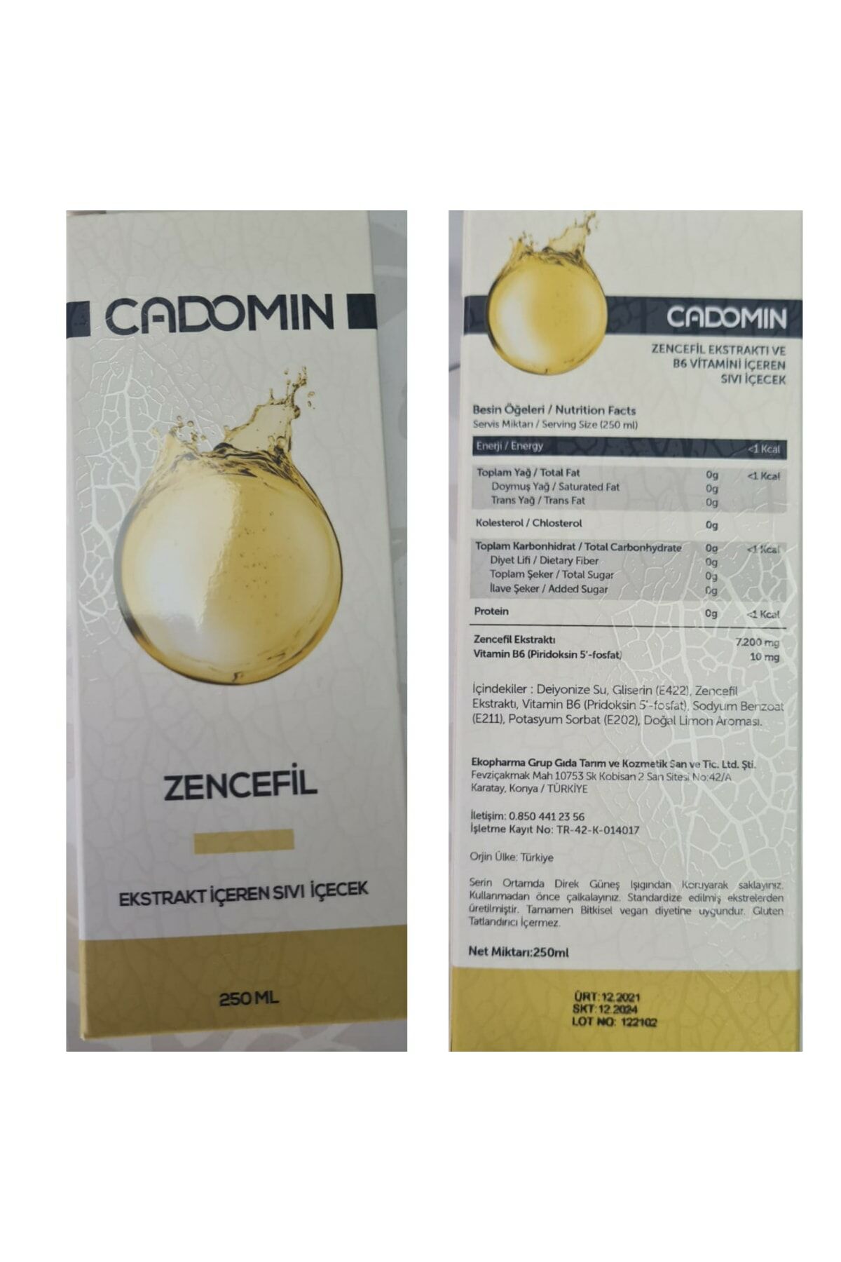 Cadomin Zencefil Ekstraktı 250 ml