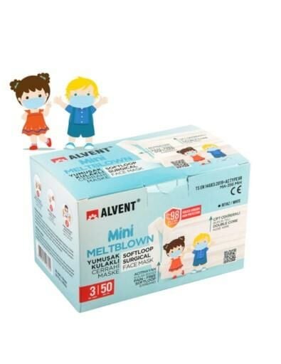 ALVENT 50'li Cerrahi Maske Mini 4-12 Yaş 50'li