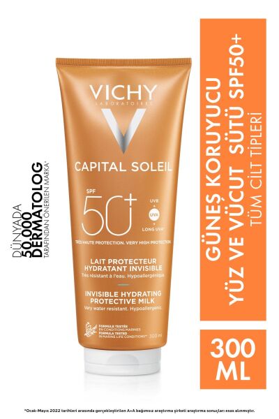 Vichy Capital Soleil Spf50 Yüksek Korumalı Yüz Ve Vücut Güneş Sütü Spf50 300 ml
