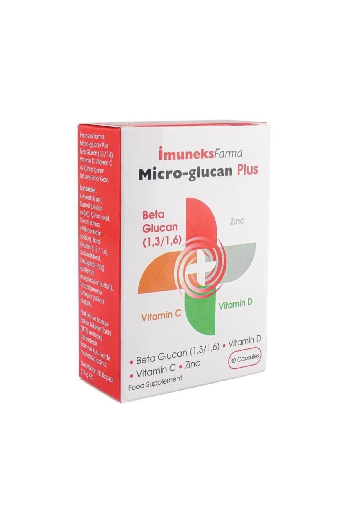 imuneks Micro-glucan Plus Beta Glukan Çinko D Vitamini C Vitamini 30 Kapsül