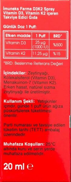 İmuneks D3k2 20ml Sprey