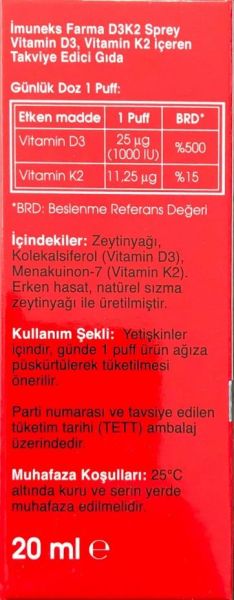 İmuneks D3k2 20ml Sprey