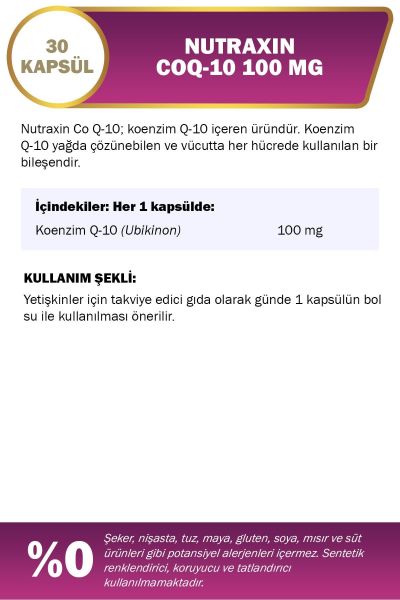 Nutraxin Coq-10 Takviye Edici Gıda 30 Yumuşak Kapsül - Koenzim Q10