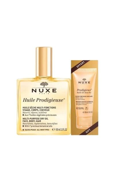Nuxe Huile Prodigieuse Çok Amaçlı Kuru Yağ 100 ml Duş Jeli 30 ml