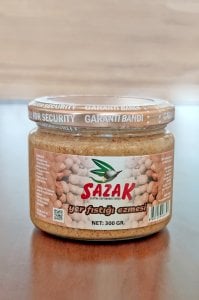 Sazak Fıstık Ezmesi Şekersiz %100 Doğal Katkısız Fıstık Parçacıklı 300gr