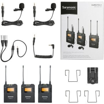 Saramonic UwMic9 (RX9 + TX9 + TX9) 2 Verici + 1 Alıcı Kablosuz Yaka Mikrofonu Seti