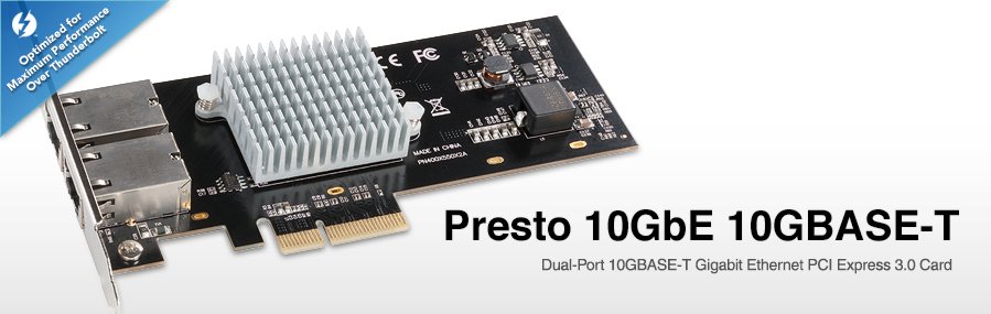 Presto 10GBASE-T Ethernet 2-Port PCIe Card [Thunderbolt compatible]