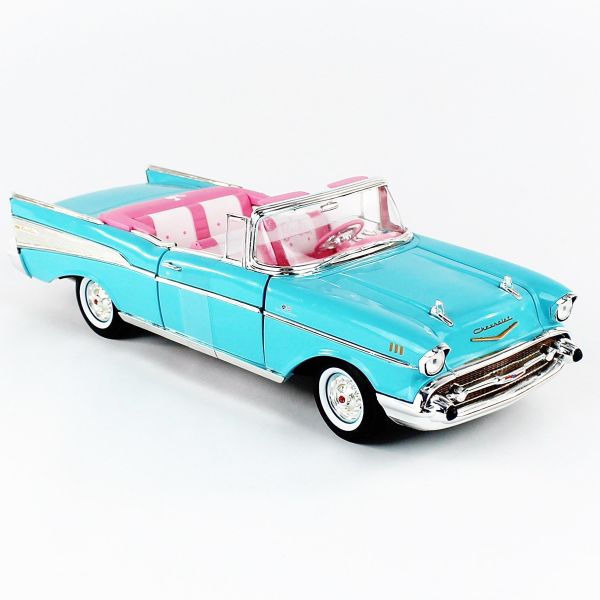Autoworld AWSS135 1/18 1957 Barbie Chevy, Aqua Blue, Sergilemeye Hazır Metal Araba Maketi