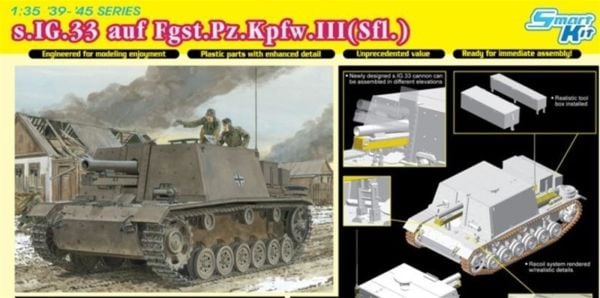 Dragon 6713 1/35 Ölçek, s.IG.33 auf Fgst.Pz.Kpfw.III(Sfl.) Zırhlı Topçu Bataryası Plastik Model Kiti