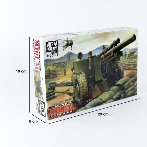 AFV Club AF35191 1/35 Ölçek, 105mm HOWITZER M101A1 & M2A2 Arabalı Topu, Plastik Model kiti