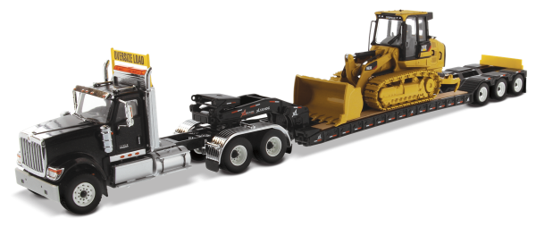 Diecast Masters 85599 1/50 International HX520 Tandem Çekici ve XL 120 Dorse ve Cat 963K Dozer, Sergilemeye Hazır Metal İş Maki