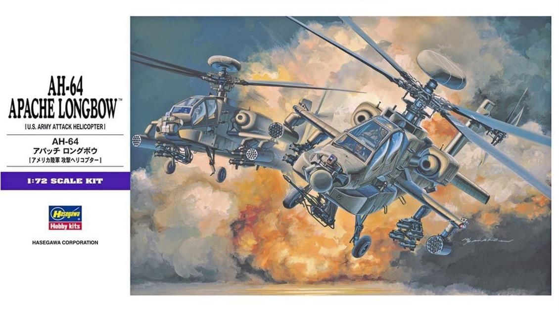 Hasegawa E6 536 1/72 Ölçek, AH-64 Apache Longbow, Askeri Helikopter, Plastik Model kiti