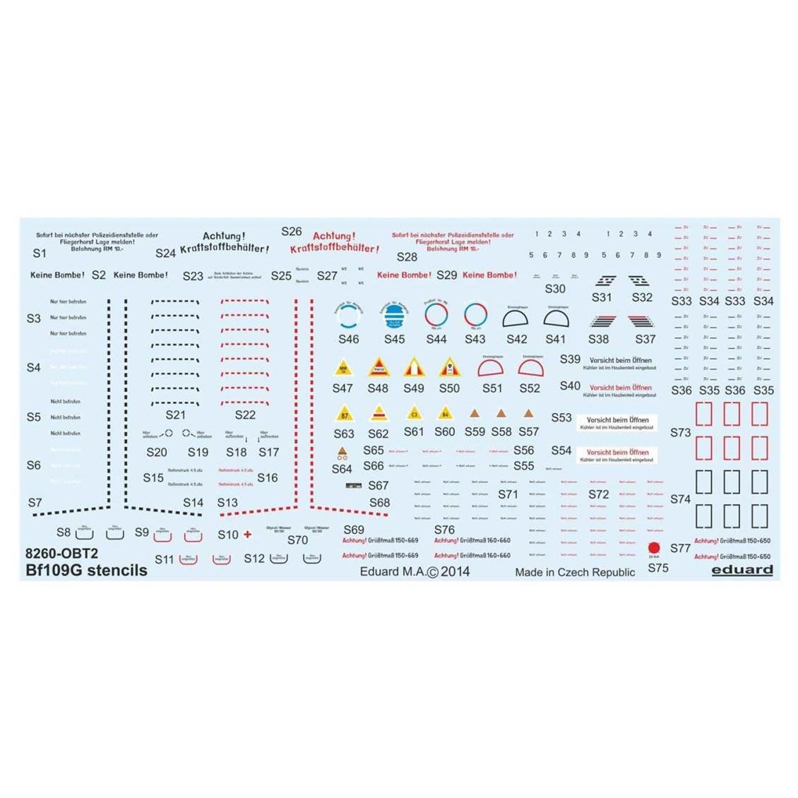 Eduard D48025 1/48 Ölçek, Bf 109G Stencils For Mak