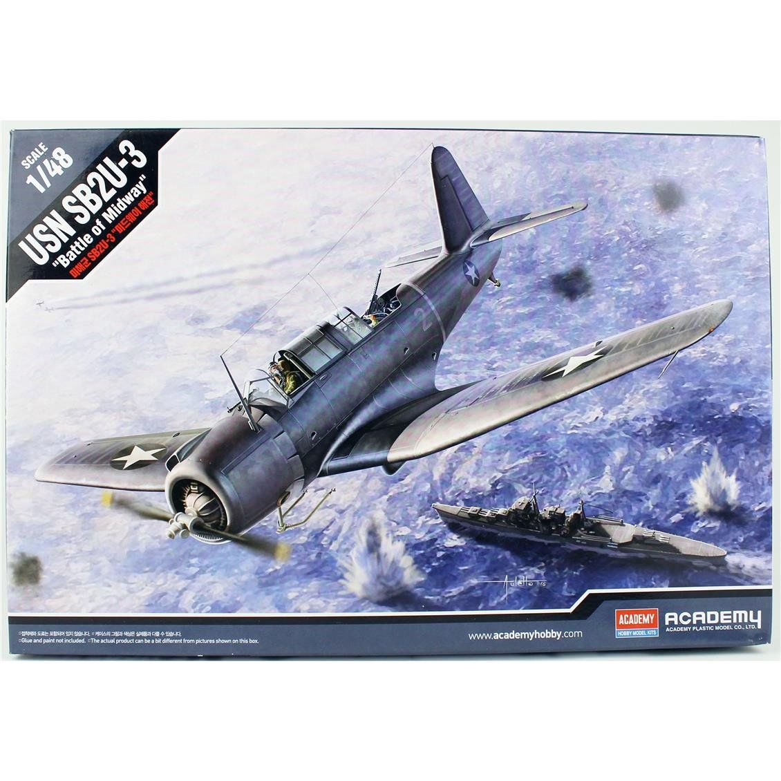 Academy 12324 1/48 Ölçek, USN SB2U-3(Battle of Midway) Savaş Uçağı, Plastik Model kiti