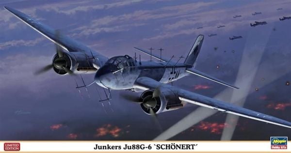 Hasegawa 1955 1/72 Ölçek, Junkers JU88G-6 Schönert (Limited Edition), Savaş Uçağı, Plastik Model kiti