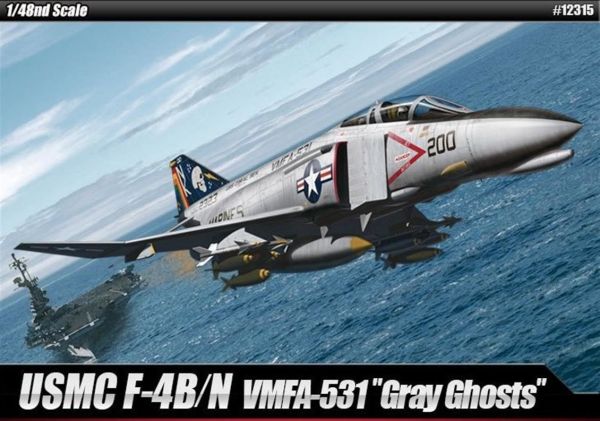 Academy 12315 1/48 USN F-4N VMFA-531 Gray Ghosts Savaş Uçağı Demonte Plastik Maketi